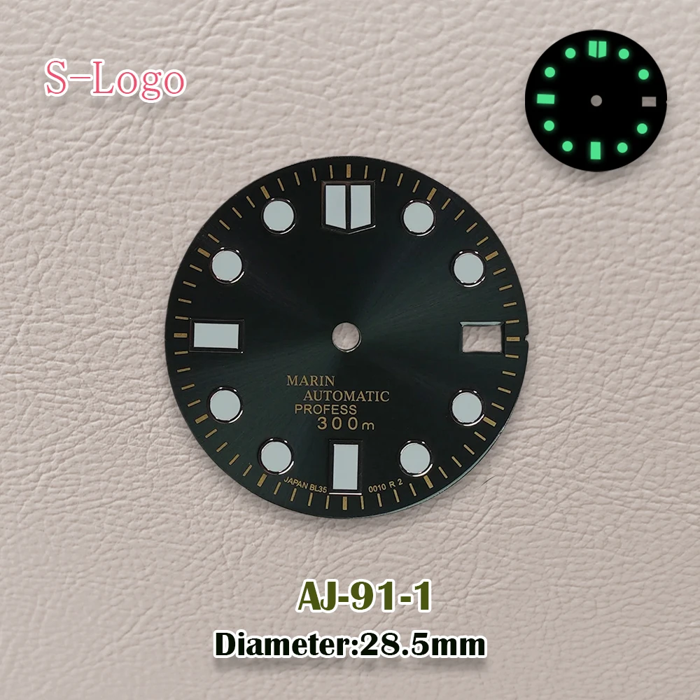 28.5mm S Logo NH35 Watch Dial Modification Parts With Sun Pattern Dial And Bright Accessories Suitable For NH35 Movement Repair