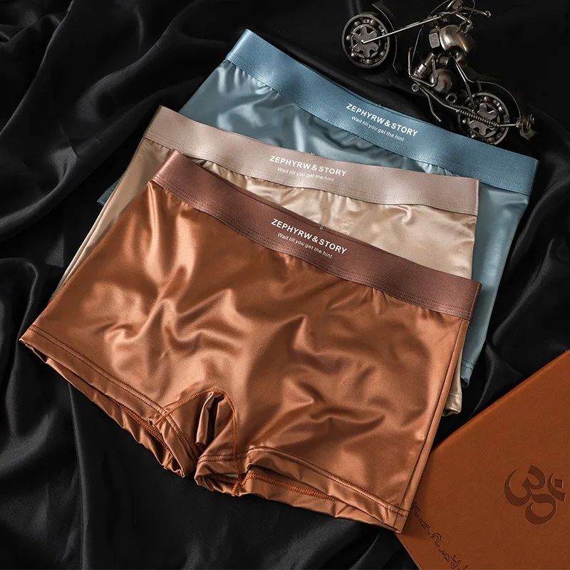 3PCS Women's Panties Ice Silk Satin-like Breathable Mesh Women's underwear Soft Smooth Safety Briefs