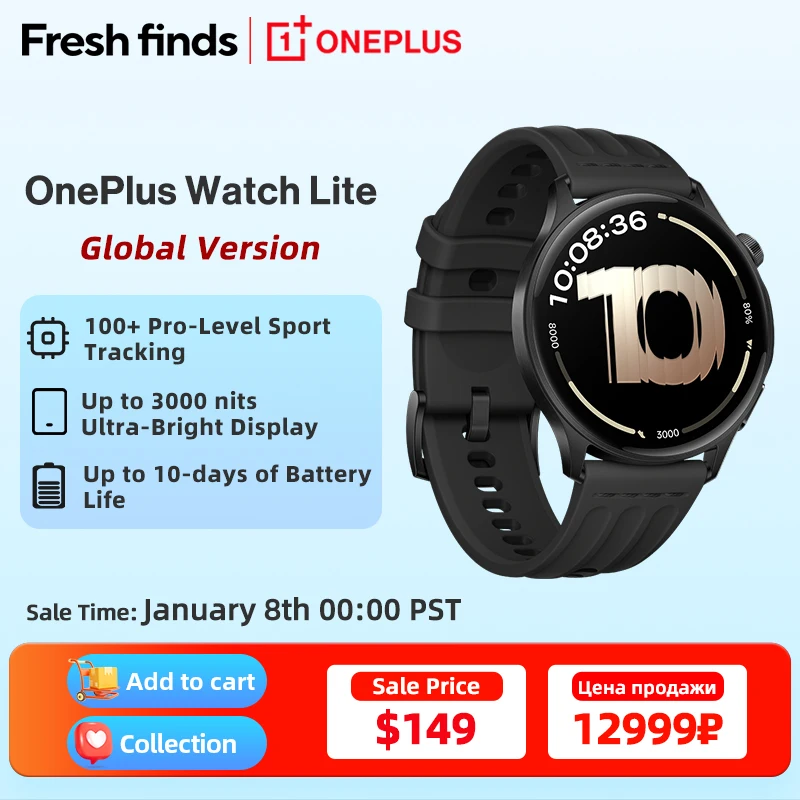 OnePlus Watch Lite - Global Version, 10 Days Battery, GPS, AMOLED 1.46