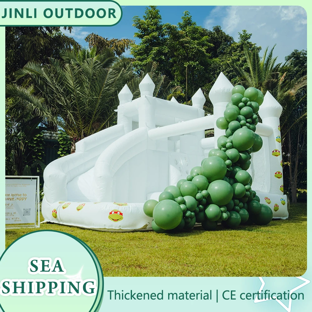 

Белый надувной замок-домик с воздуходувкой, ПВХ коммерческого класса для свадебного украшения, детская вечеринка на открытом воздухе, игра