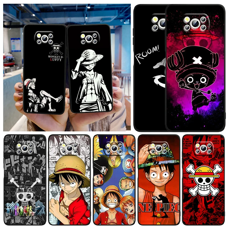 Anime Japanese One Piece For Xiaomi Mi Poco X6 F5 F4 F3 F2 X5 X4 X3 M6 M5 M5S M4 M3 C40 Pro GT NFC 5G Black Phone Case Cover