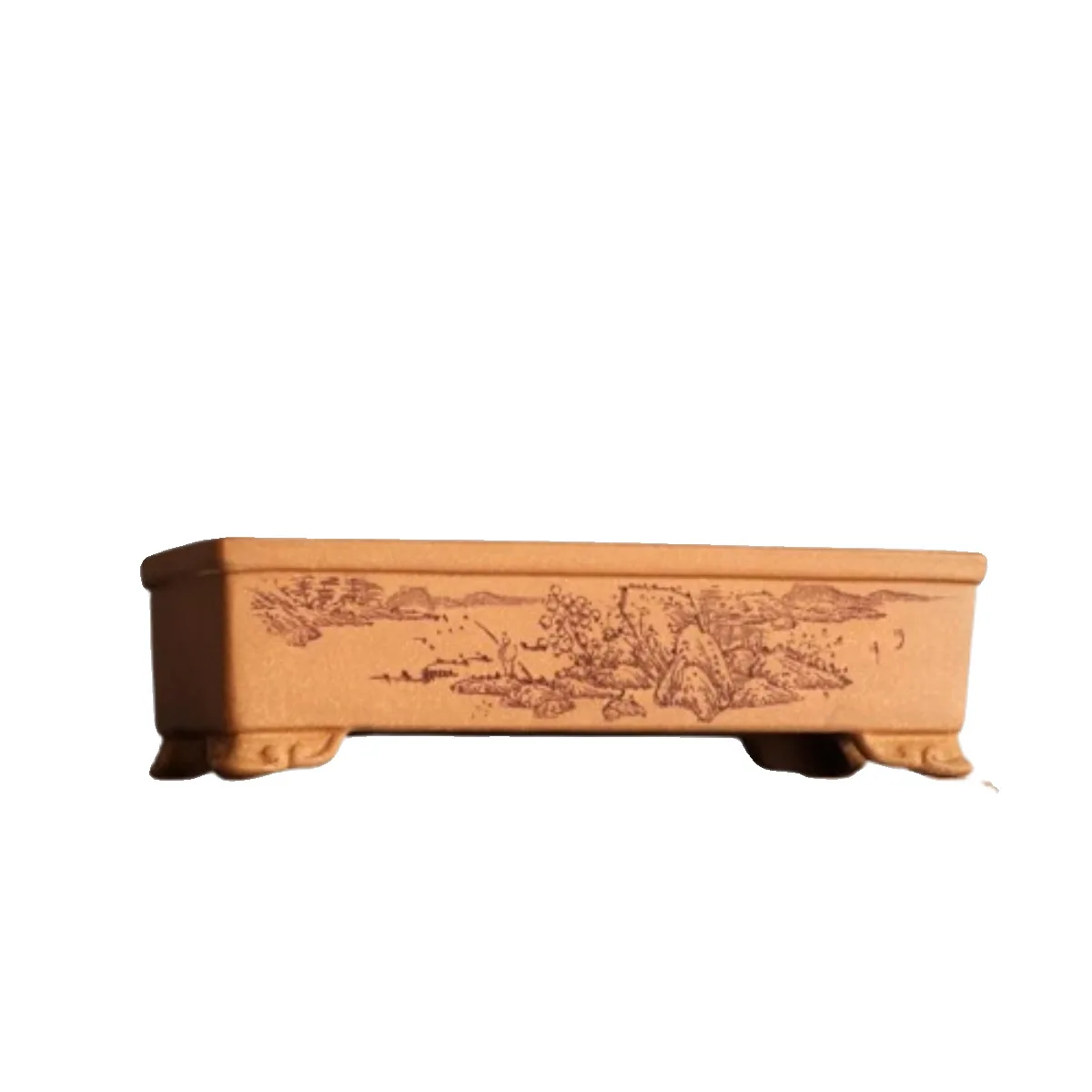 

Purple sand flower pot Su Bing bonsai pot Qingsupply sketch pot rectangular cloud foot