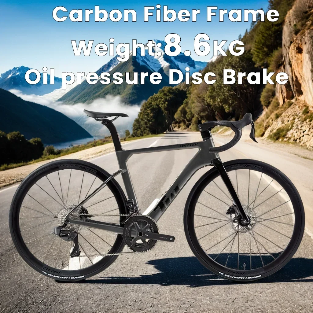 R15Por Carbon Fiber Frame Road Bike 12Speed Wireless Electric Shifting road racing Oil pressure disc brake Ultralight adult bike