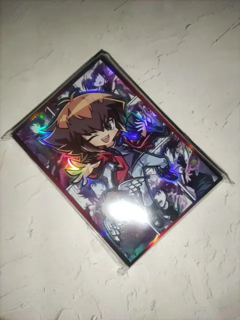 50PCS Yugioh Jaden Yuki Card Sleeves Yu-Gi-Oh! Yuki Judai OCG Trading Cards Holographic Shine Flash Protector Case