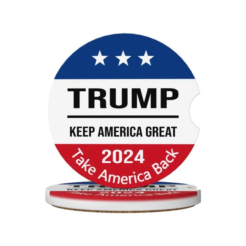 Trump 2024 Ceramic Coasters Car Non-slip Universal Insert Coasters Auto Interior Accessories Cup Holder Anti Slip Insert Pads