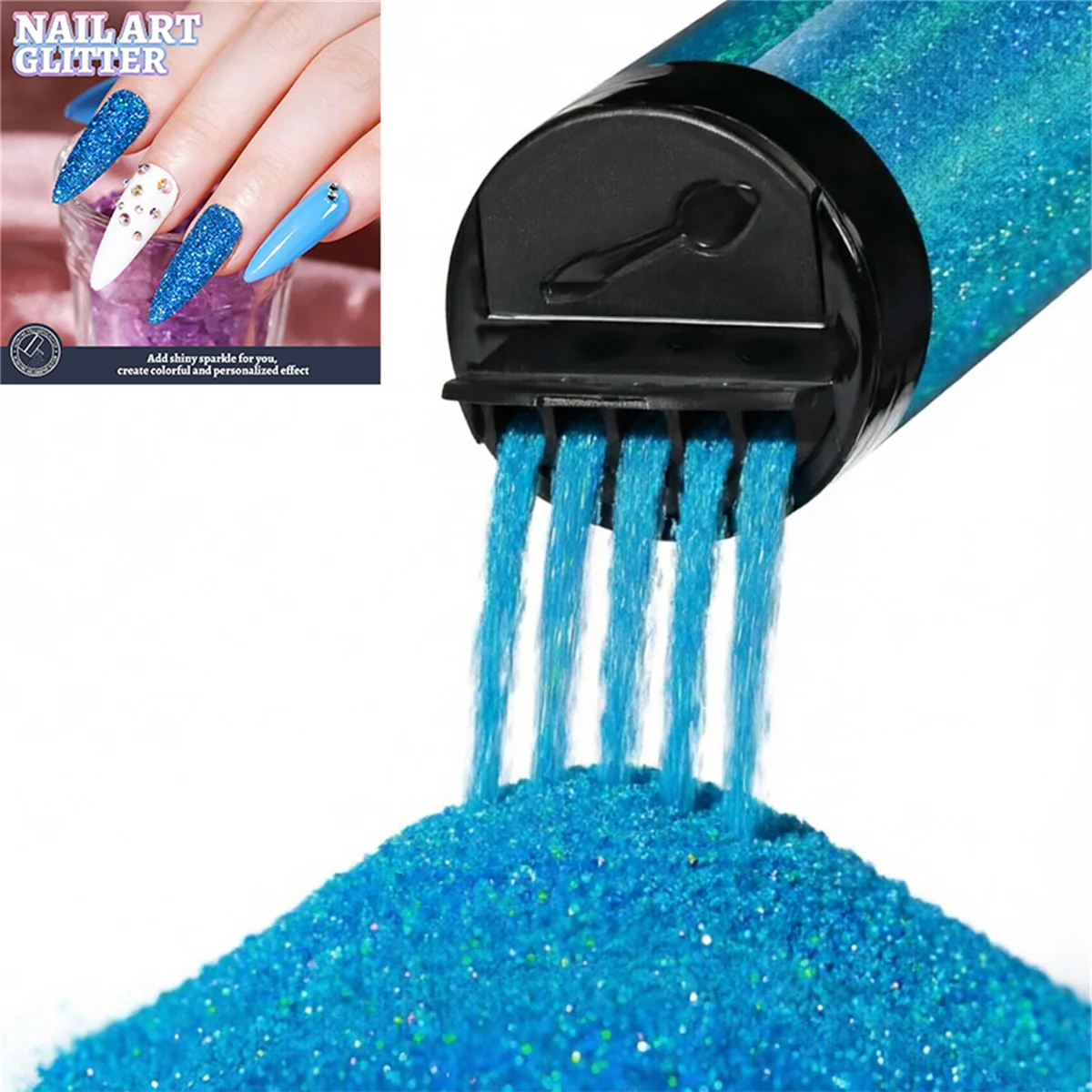 120ML Nagelglitzerpulver, Holographischer Ultrafeiner Glitzer, 1/128" Harzglitzerpulver, Metallisch Schillernder Glitzer für Bastelarbeiten – Detail 6