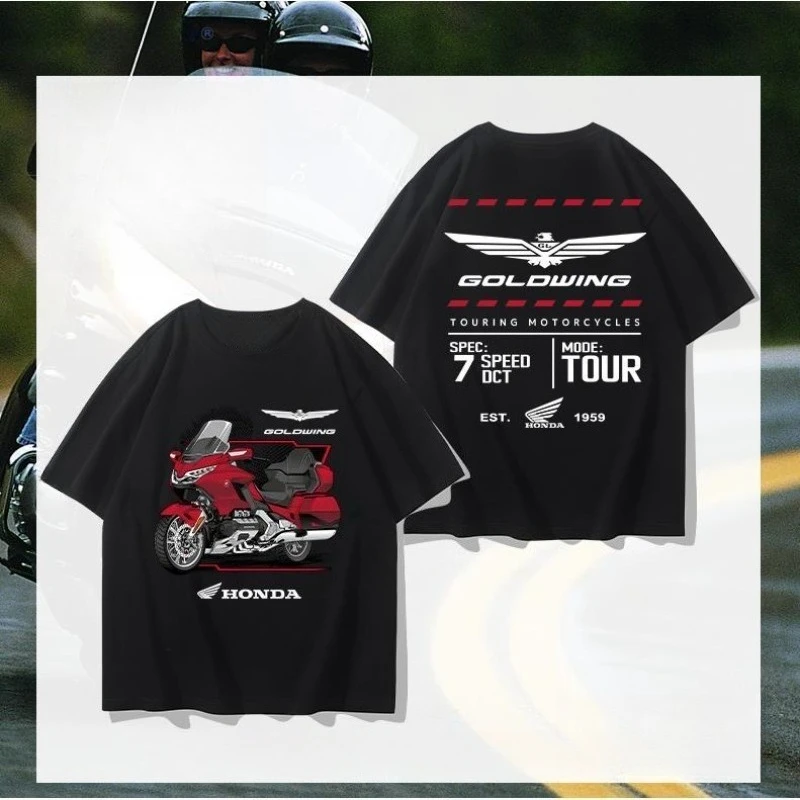 

Honda Men's and Women's T-shirt Gold Wing GL1800 Motorcycle Summer Short-sleeved Cycling Clothes Loose Racing Off-road Clothes