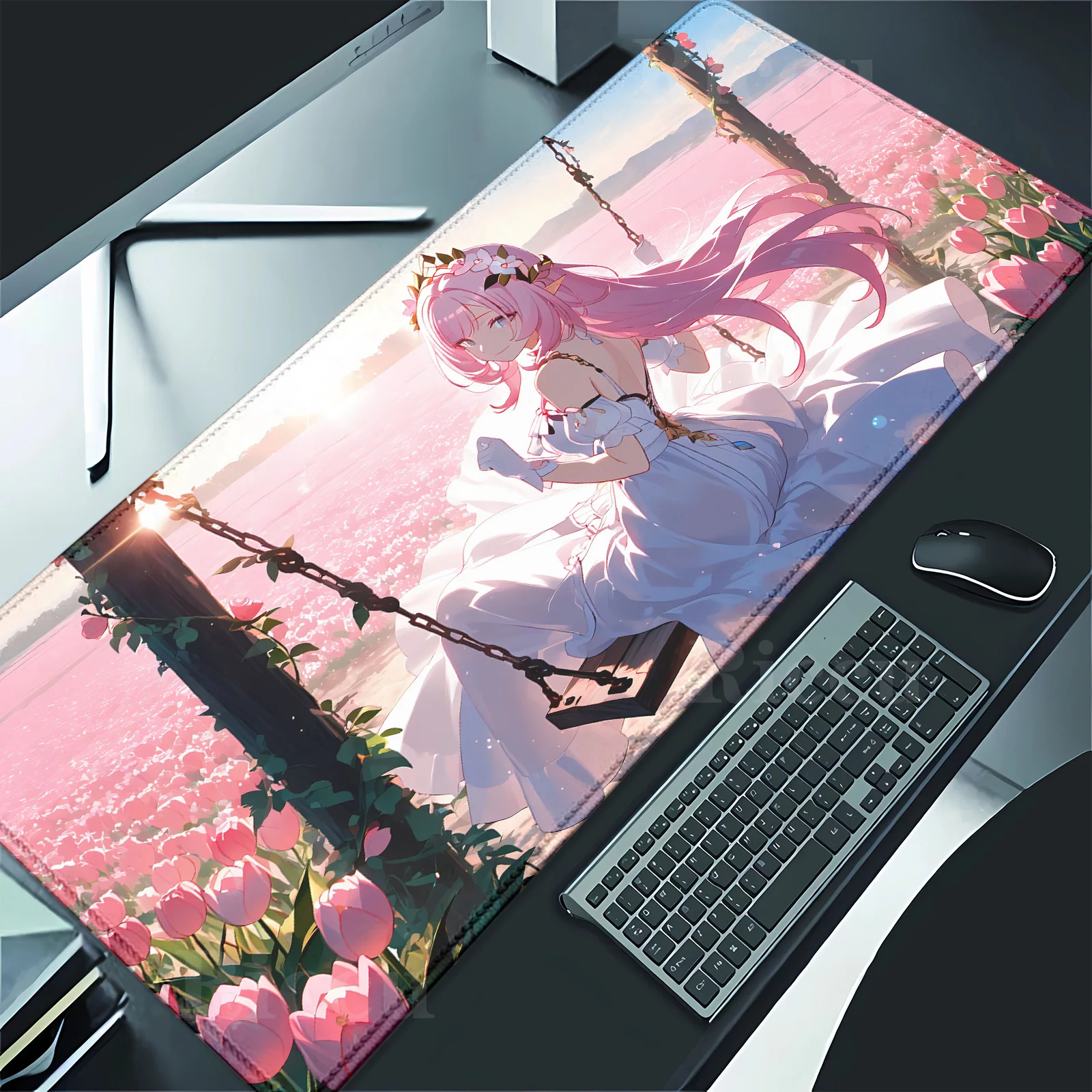 

Elysia Honkai Impact 3rd Anime Mouse Pad Gamer Computer Keyboard Stuff Accessories PC Cushion Desk Mat Non-slip Comic Mouse pad