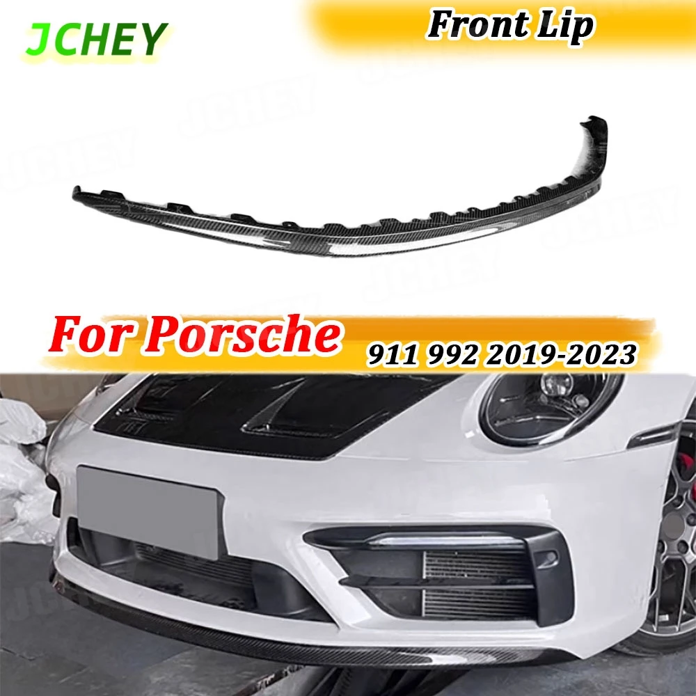 

JCHEY Dry Carbon Front Bumper Chin Lip Spoiler Car Styling Body Kits Accessories For Porsche 911 992 2019-2023
