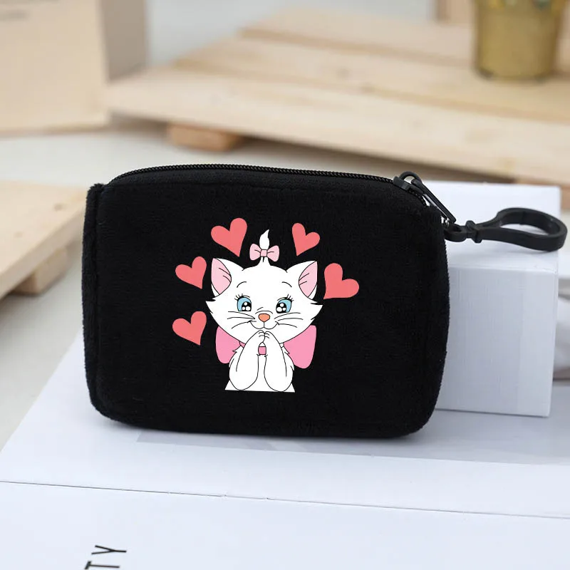 

The Aristocats Marie Cat Kawaii Causal Mini Canvas Square Storage Bag ID KeyCase Women Wallet Handbag Girls Ladies Small Purses