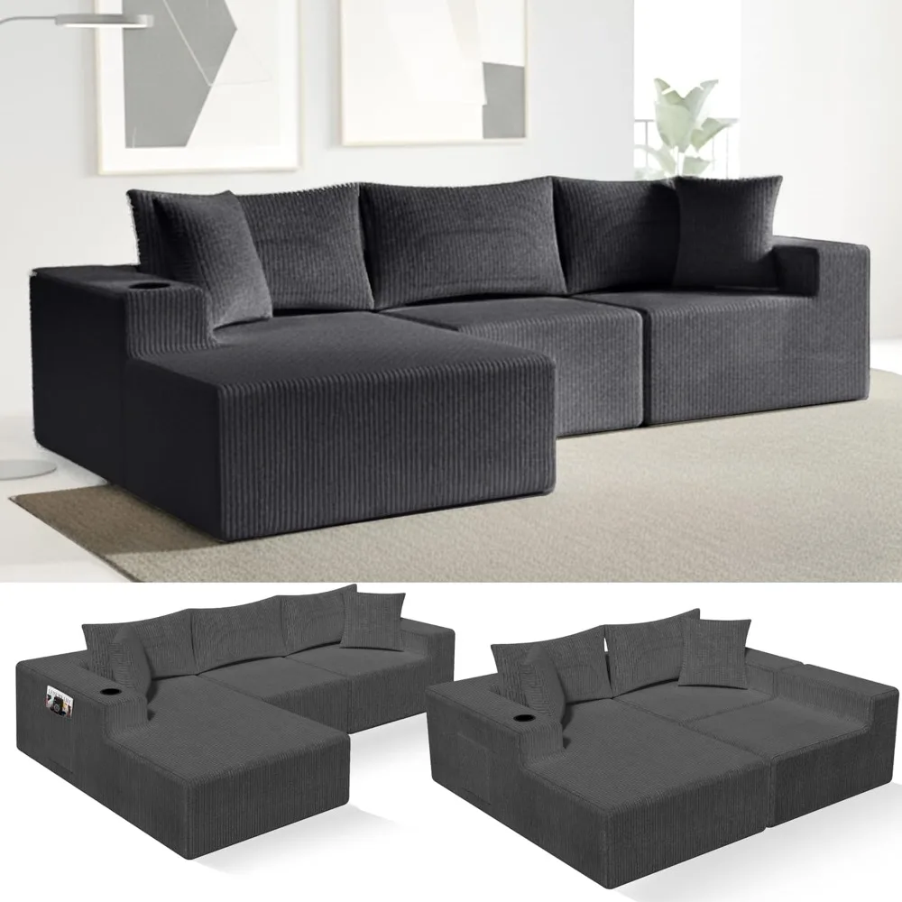 

Boneless Cloud Sectional Sofa, Plush Deep Seat L-Shaped Couch for Relaxing & Entertaining, Durable Construction & Easy Assembly