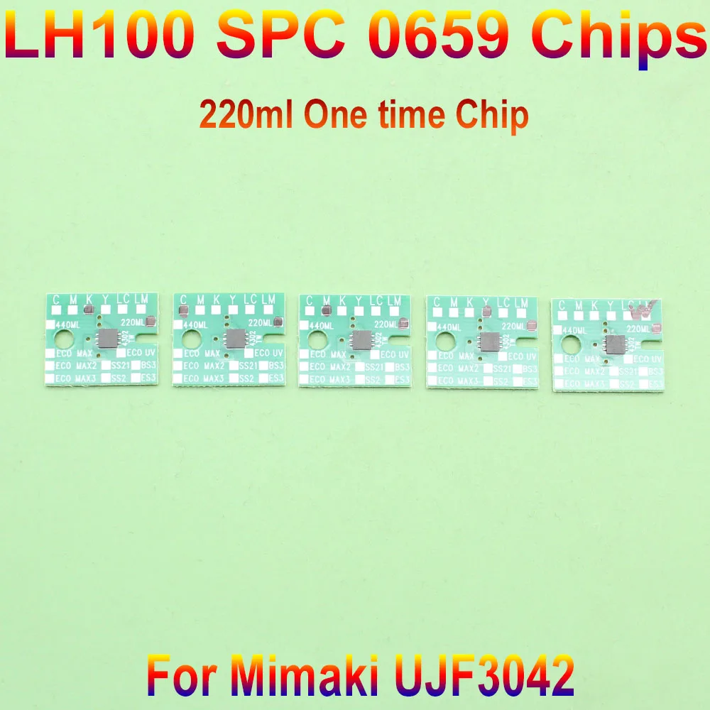 8colors 220ML One time chip For mimaki LH-100 spc 0659 chip for Mimaki UJF3042 UJF6042 chip LH 100 SPC 0659 BK C M Y WH CL PR