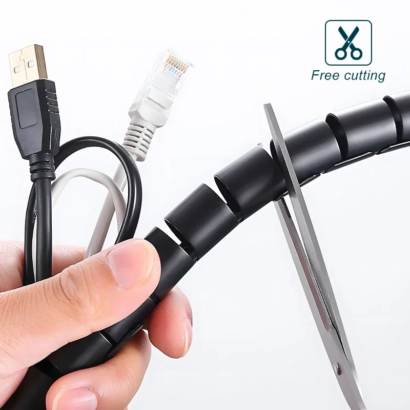 Cable Wire Protector Expandable Cable Sleeve Flexible Spiral Cable Wire Office Cord Sleeve Cover Retardant Anti-Bite Cover