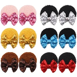 2/4/6Pcs Sequin Mouse Ears Hair Clips Glitter Hair Bows Cute Mice Ears Hair Clip Barrettes for Women Girls Hair Accessories