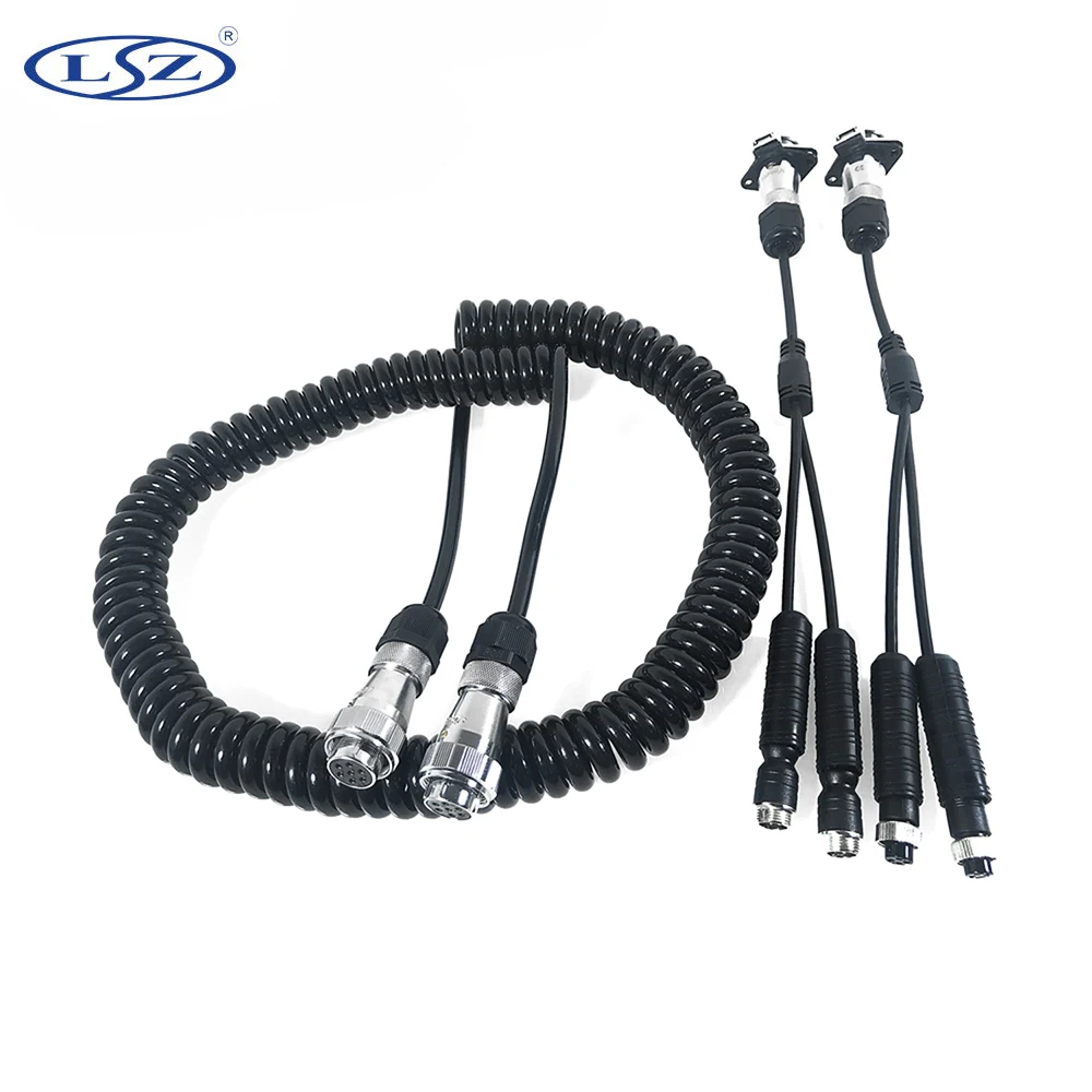 LSZ 5m spring wire 3g mdvr protection monitoring special line 2 channel male and female plug shield wire high temperature