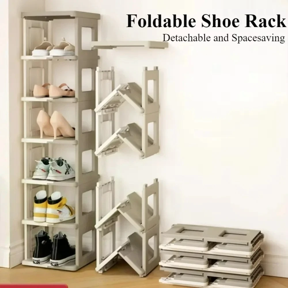 

Customizable Organizer Foldable Rack Space Saving Plastic Multi-layer Storage Cabinet Household