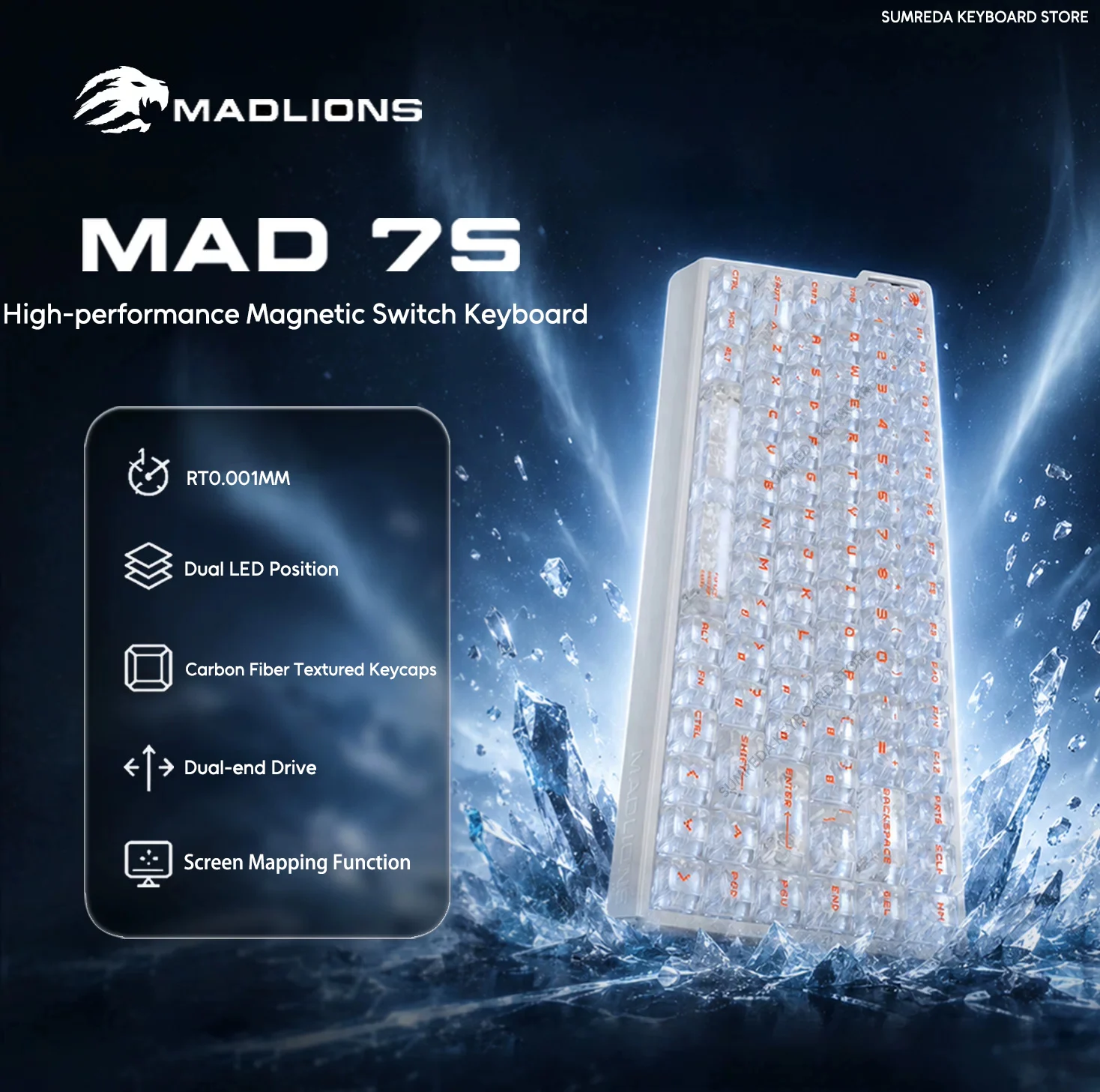 Madlions Mad75 Mad60V2 Mad68V2 Mad 75 Wired Magnetic Gaming Mechanical Keyboard RT0.001mm 8K 0.125ms Delay Dual LED RGB Keyboard