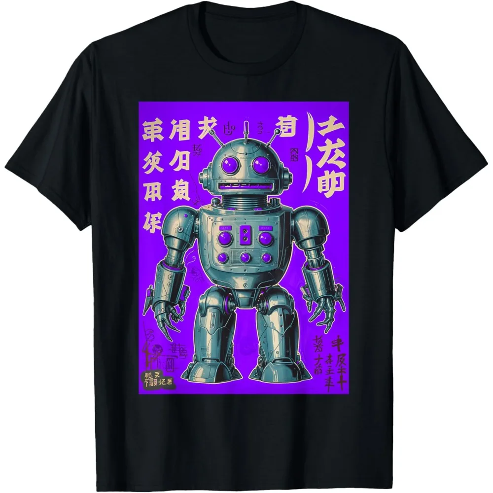 

Фиолетовый робот, ретро, эстетическая фиолетовая футболка с графическим рисунком, футболка с круглым вырезом и забавным принтом, милые футболки с графикой, эстетичная одежда
