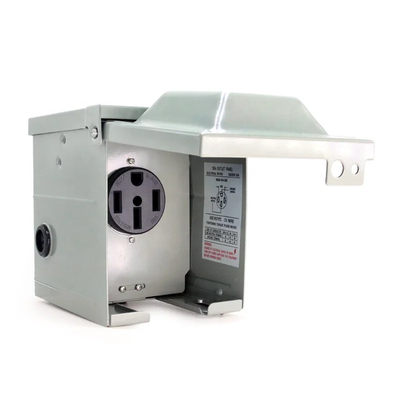 

NEMA 14-50R Outlet Box 50A RV/EV Power Receptacle Panel Industrial Wall Socket IP66 50 Amp RV/EV Socket