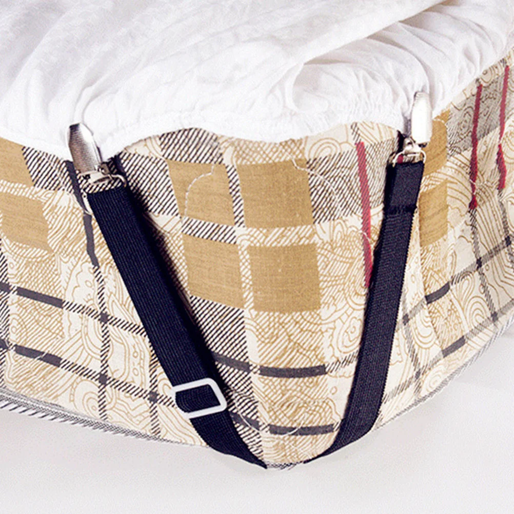 

4Pcs Bed Sheet Clips Eco Friendly Adjustable Buckles Keep Corners in Place Multifunctional Straps for Curtains Pants Trousers