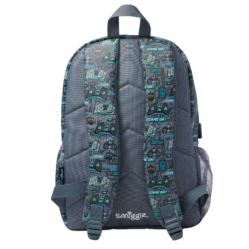 Australia Smiggle heiß verkaufter Original-Kinderrucksack, cooler Rucksack, Reisetasche, graue Spielekonsole, große Schultasche, 40,6 cm