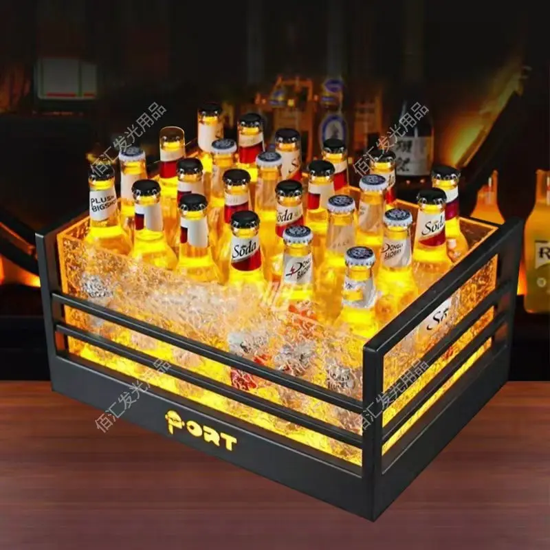 Cubo de Hielo Luminoso para Bar KTV, Marco para 24 Cervezas, Marco para 6 Champagnes, Cubo de Hielo para Vino para Fiestas en Discotecas y Salas de Celebridades de Internet