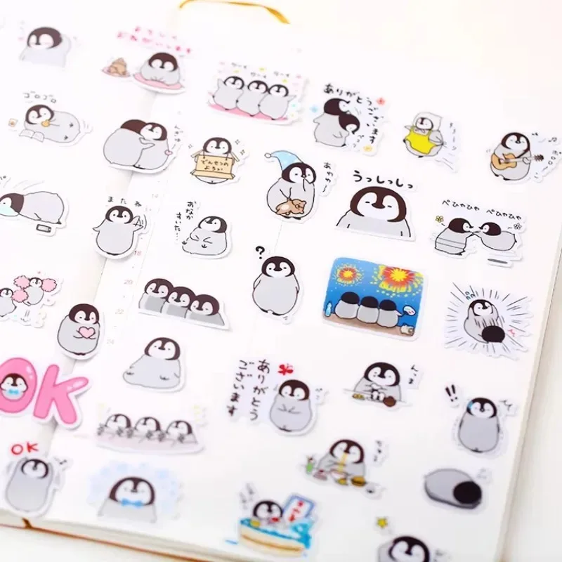 40pcs/pack Cute Handbook Self-made Penguin Stickers Line Cute Korean Decoration Cartoon Diary Material / Waterproof Stickers