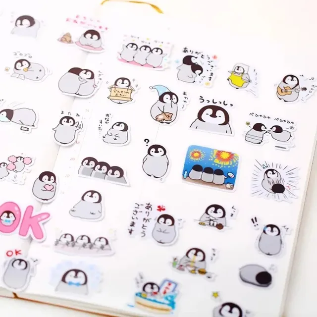 40pcs/pack Cute Handbook Self-made Penguin Stickers Line Cute Korean Decoration Cartoon Diary Material / Waterproof Stickers 2
