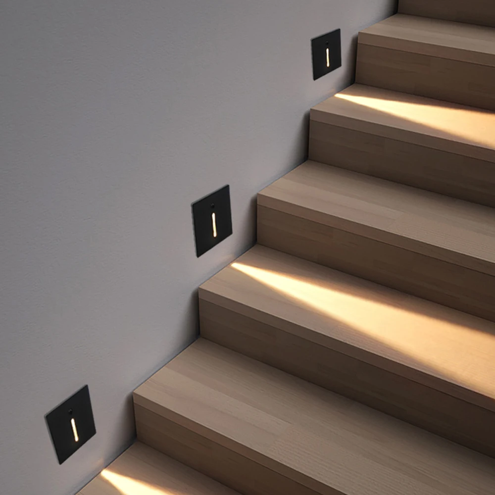 Led Recessed Lights Stair Embedded Intelligent PIR Sensor Step Staircase Corridor Bedroom Bedside Wall Light with Box