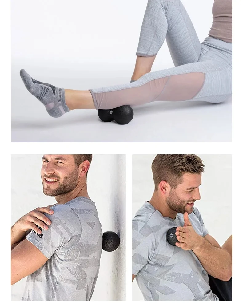 Hochdichter Massageball, Erdnuss-Massageball, doppelter langer Hockeyball, Massagerollerball für die Muskelmassage mit tiefem Gewebe – Detail 11