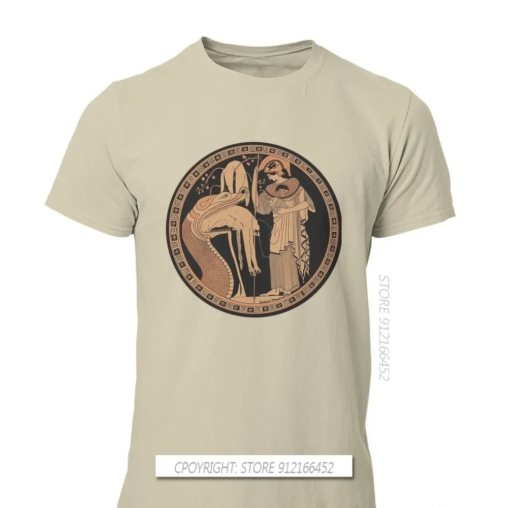 Men Greek Mythology Ares Ancient Folklore Ofertas T-Shirt Athena And The Serpent Of Colchis Pure Cotton  Streetwear