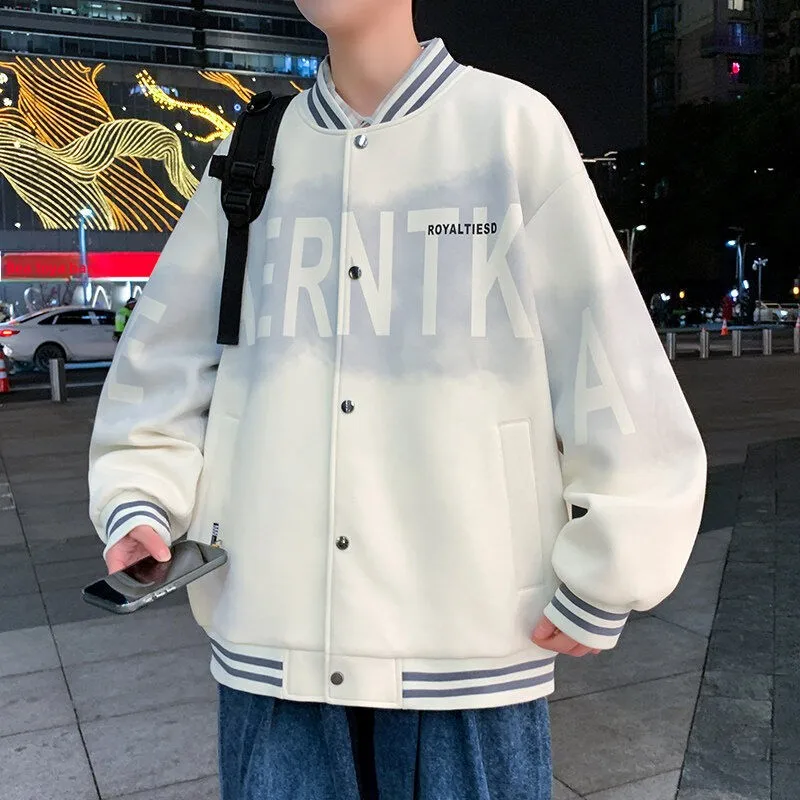 

2025 Spring New Faionable Baseball Jaet Men's Stand Collar Digital Print Knitted Loose Fit Anti-Wrinkle Polyester Fiber