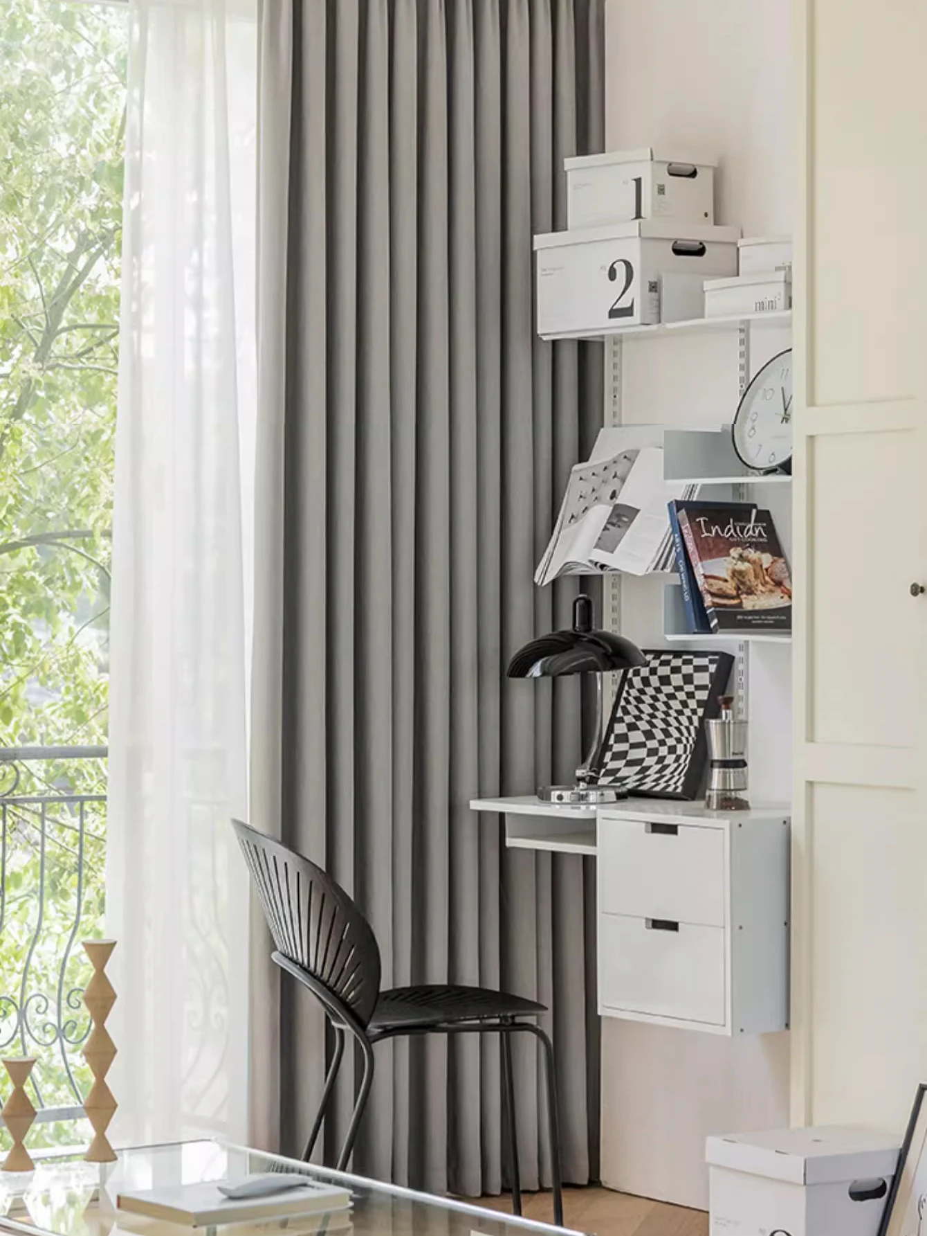 Hook And Loop Fastener  Modern Living Room Curtains Full Blackout Fabric Finished Product Thickened linen #1