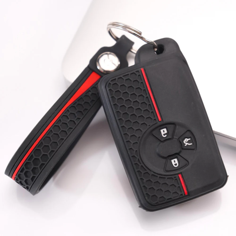 Silicone Key Cover With Wrist Strap For Toyota RAV4 Camry Prius Alphard Vellfire Estima Auris Premio Highlander Prado Crown Slim