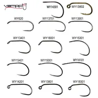 Vampfly 50pcs/Pack Barbed and Barbless Fishing Fly Tying Hook Nymphs Pupa Egg Fly Dry Fly Wet Fly Hook 60° Angle Jig Nymph Hook