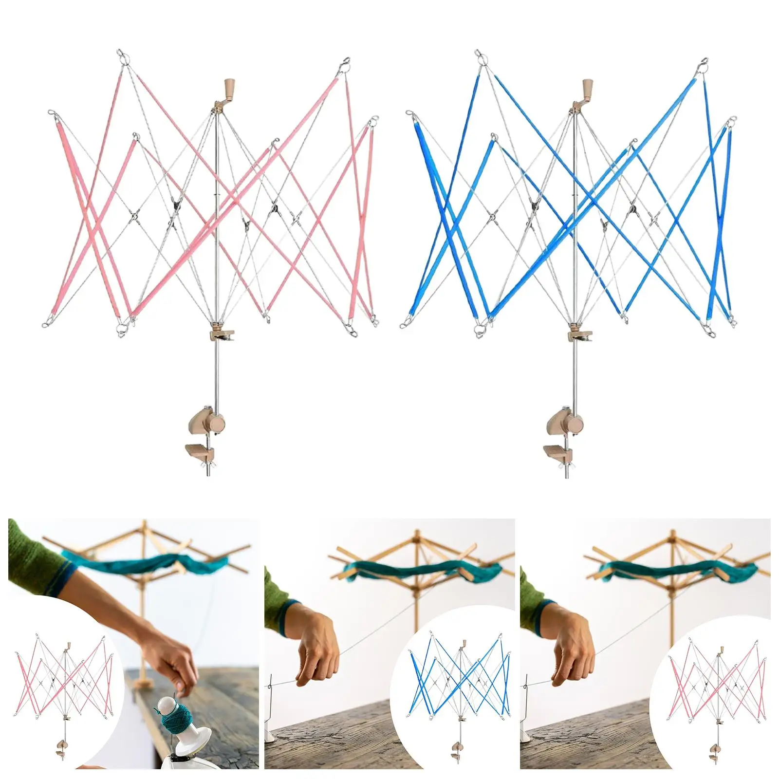 Umbrella Style Yarn Organizer Winder Rotatable Hand Crank Device for Home Crocheting and DIY Knitting Projects