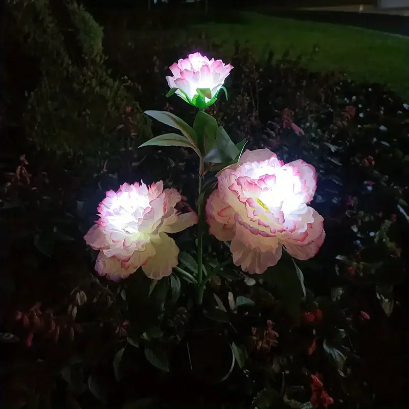 تعمل بالطاقة الشمسية LED مصابيح حديقة الفاوانيا زهرة تصميم شبه فلوش جبل إضاءة الحديقة في الهواء الطلق مصباح ديكور مسار الأزهار 1035