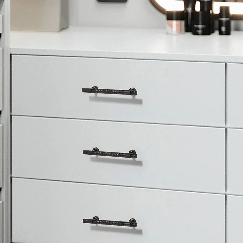 Light Luxury Zinc Alloy Cabinet Handles Bright Gold Black Hammered Drawer Knobs Wardrobe Dresser Kitchen Furniture Pulls 4