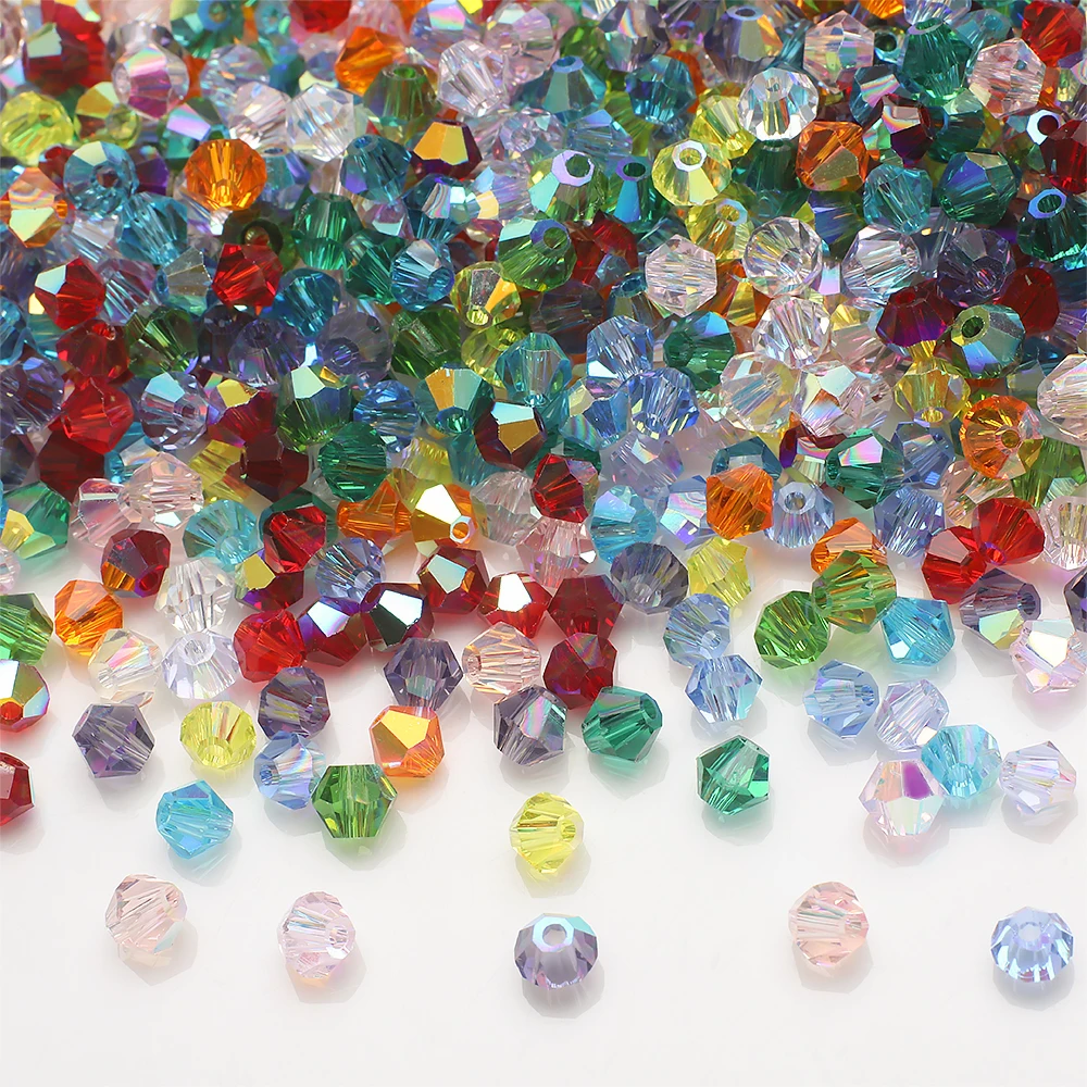 720Pcs 4mm AAA AB Faceted Glass Bicone Beads Crystal Loose Spacer for DIY Jewelry Making Bracelets Earrings Crafts Accessories