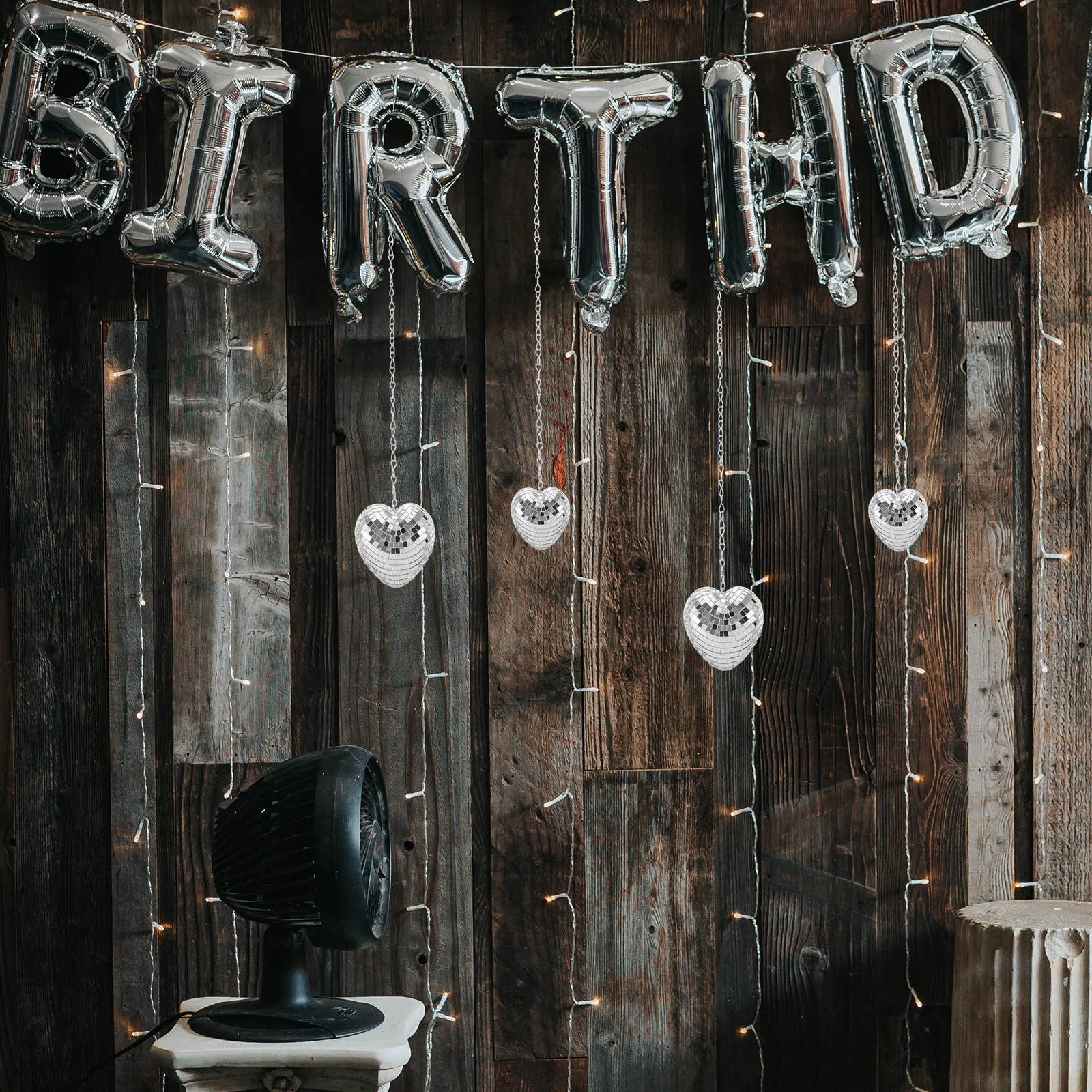 

4Pcs Heart Mirror Disco Ball Party Hanging Decor Light Reflection Xmas Wedding Ornaments Heart Disco Ball Party Decoration