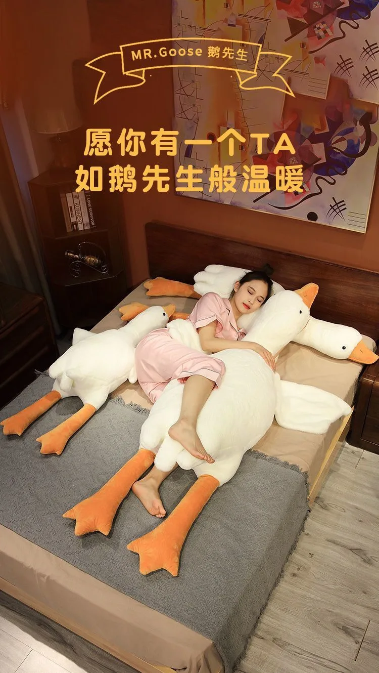 50-190 cm Kawaii Große Gans Stofftier Ente Rosa Riesige Gans Plüschtiere Schlafkissen Große Weiche Puppe Geschenke für Kinder – Detail 1