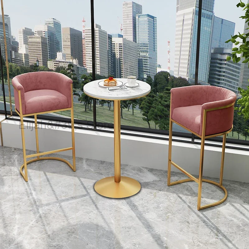 

Nordic High Dining Bar Chairs Office Luxury Restaurant Modern Bar Chairs Reception Arm Gold Legs Tabouret De Bar Furniture WK