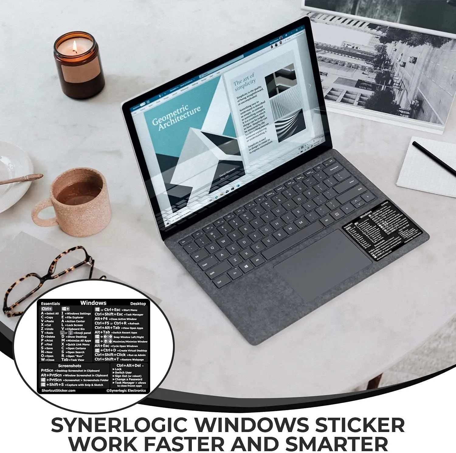 MAC OS Windows PC Reference Keyboard Shortcut Vinyl Sticker, Laminated, no-Residue Adhesive, for Any PC Laptop or Desktop