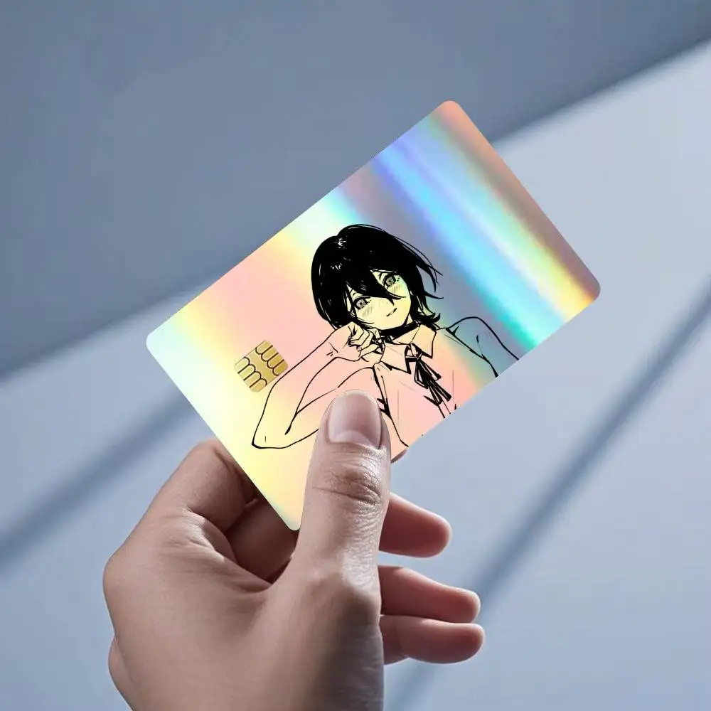 Chainsaw Man reze Anime Girl   Laser Holographic  Sticker Film Tape Skin for Credit Card Debit Card Waterproof