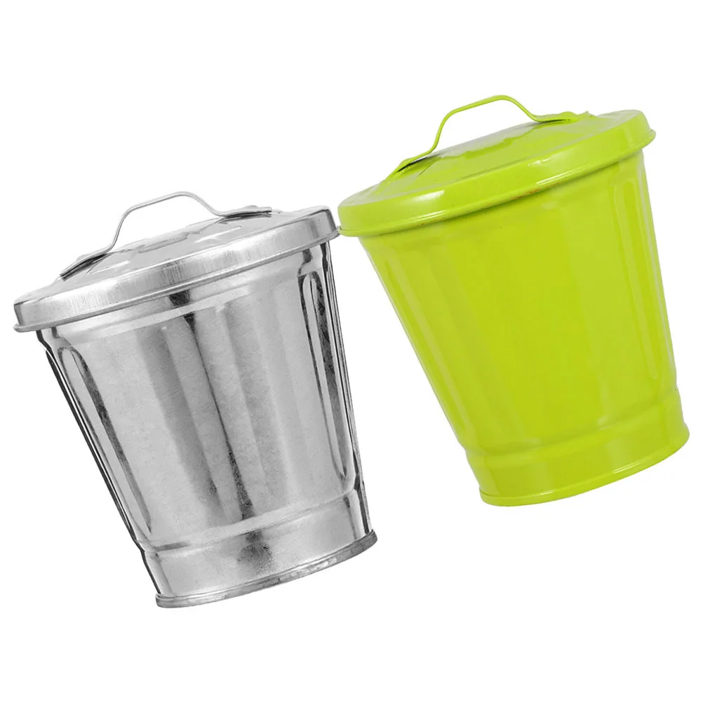 

2Pcs Desktop Trash Can Multi-Use Small Waste Bin Covered Storage Holder Pen Organizer for Office Home Kitchen Desktop