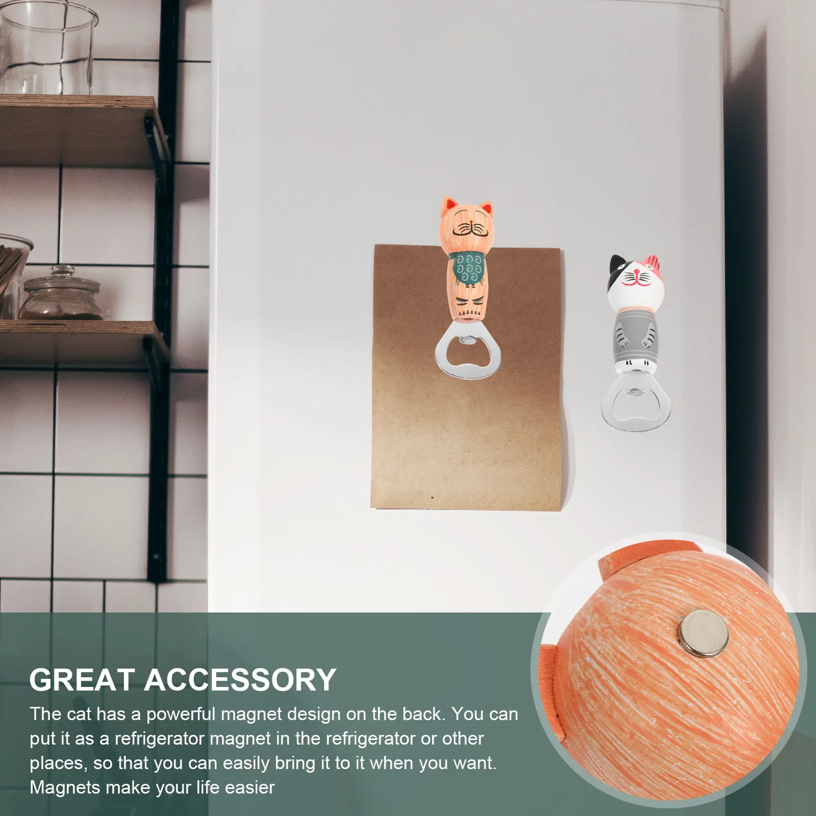 

2 Pcs Magnetic Refrigerator Bottle Opener Decorative Openers Seahorse Knife Wall Hanging Wood Magnets