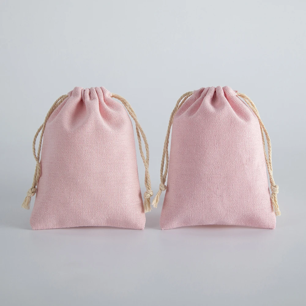 5Pcs Blue Jewelry Storage Pouch, Cotton Drawstring Bag
