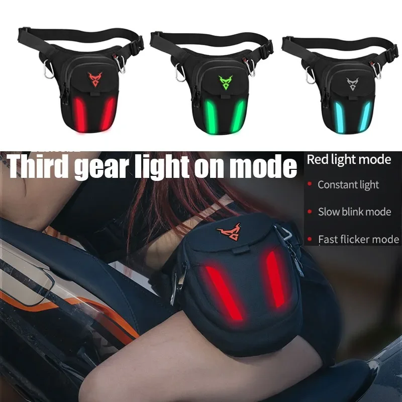 Motorcycle Riding Drop Leg Side  Bag with LED Light Waterproof Sports Cycling Waist Bag Moto Crossbody Expandable Bicycle Casual