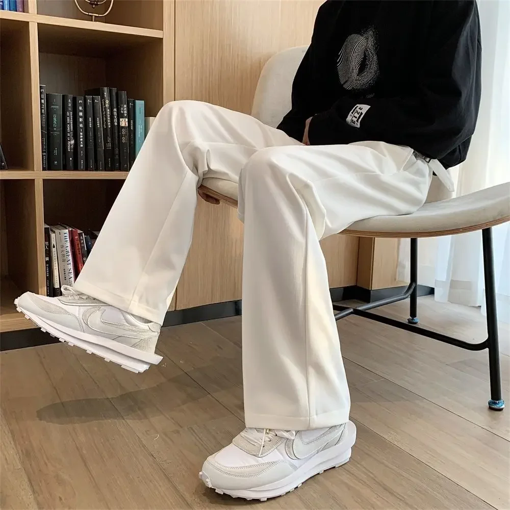 Straight Fluid Men's Summer Pants Draped Wide Leg Male Suit Trousers Clothing Premium Slacks New In 2024 Fabric Vintage Up