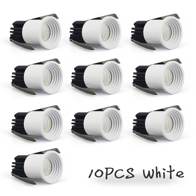 4/10PCS LED Spot Downlights COB 3W 5W 110V 220V Dimmable Recessed Cabinet Light  Aluminum Cut Hole 28-30mm Ceiling Lamp